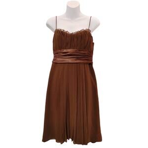 Xscape By Joanna Chen Fit & Flare Party Dress Chiffon Satin Brown Womens Size 6
